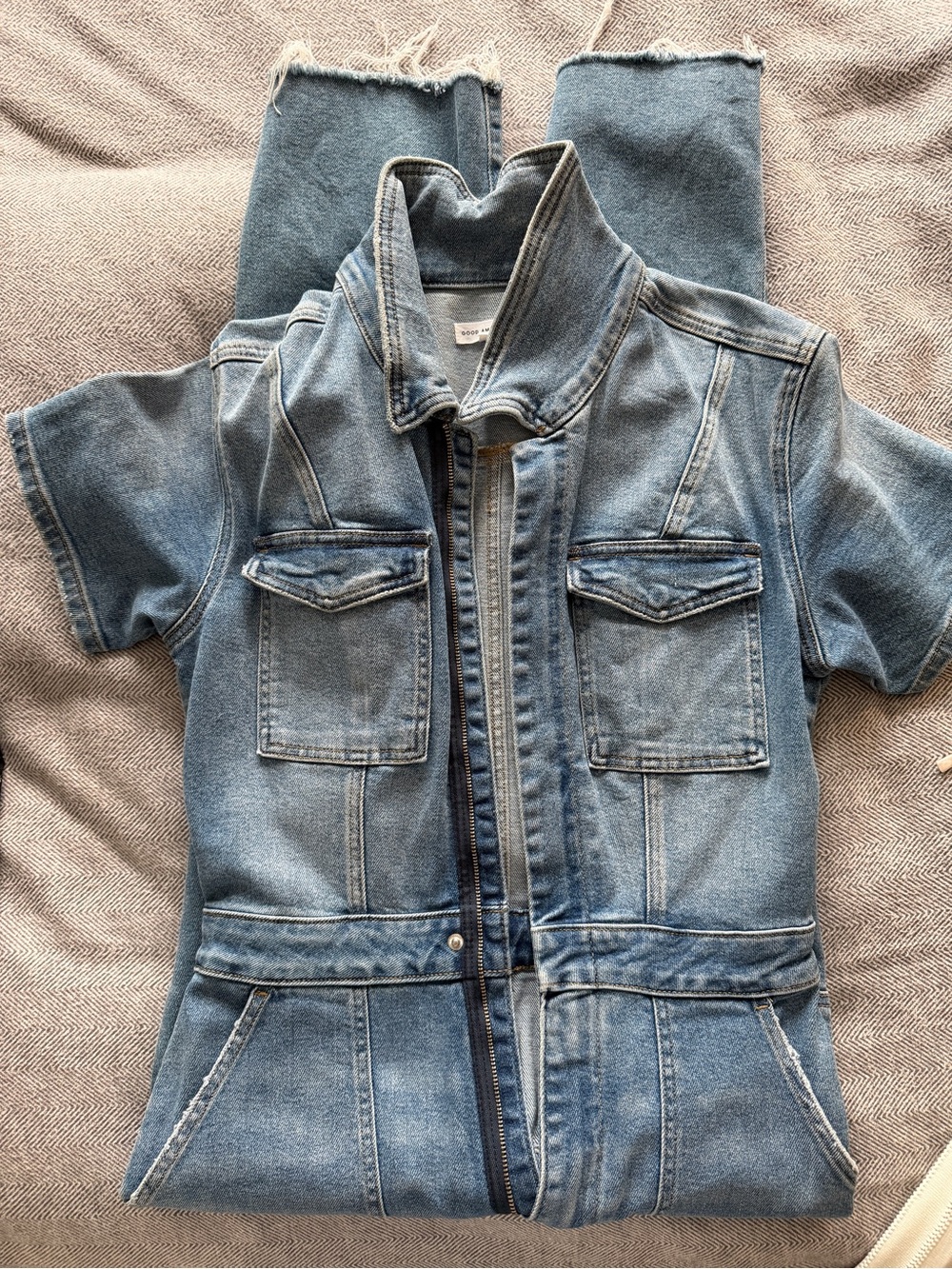 Good American light blue denim jacket